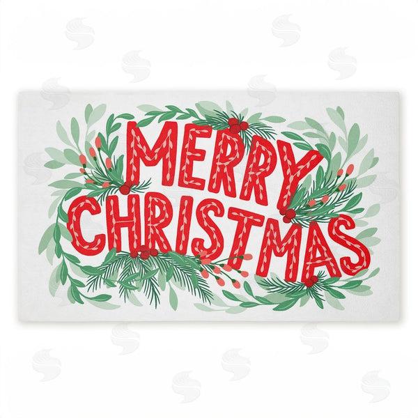 stupell industries Heather McLaughlin | Retro Merry Christmas & Foliage Non-Woven Door Mat