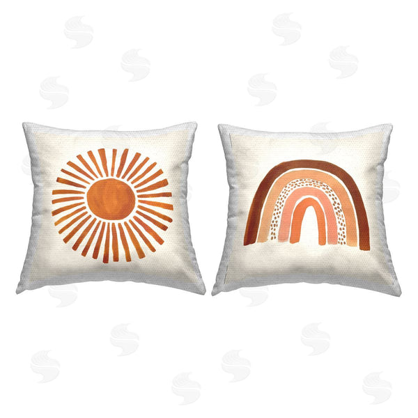 Stupell Industries Heather McLaughlin | Warm Boho Sun Rainbow Nature Patterns Printed Throw Pillow Set