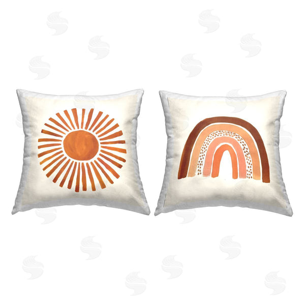 stupell industries Heather McLaughlin | Warm Boho Sun Rainbow Nature Patterns Printed Throw Pillow Set