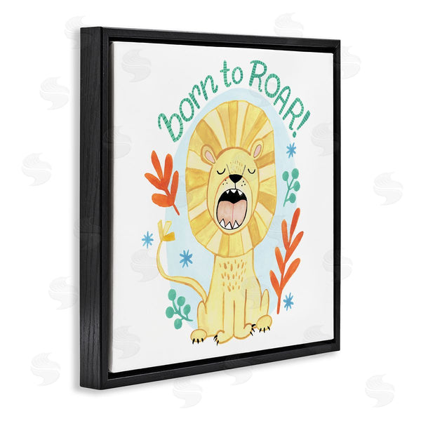 Stupell Industries Heather Strianese | Born To Roar Saying Yellow Lion Simple Botanicals Wall Art