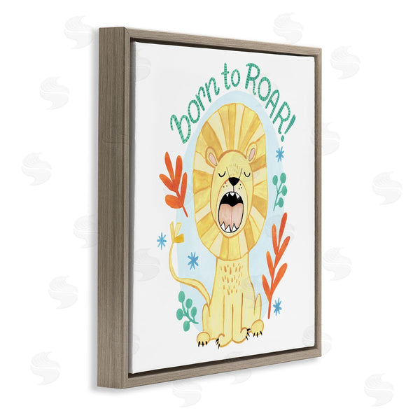 Stupell Industries Heather Strianese | Born To Roar Saying Yellow Lion Simple Botanicals Wall Art
