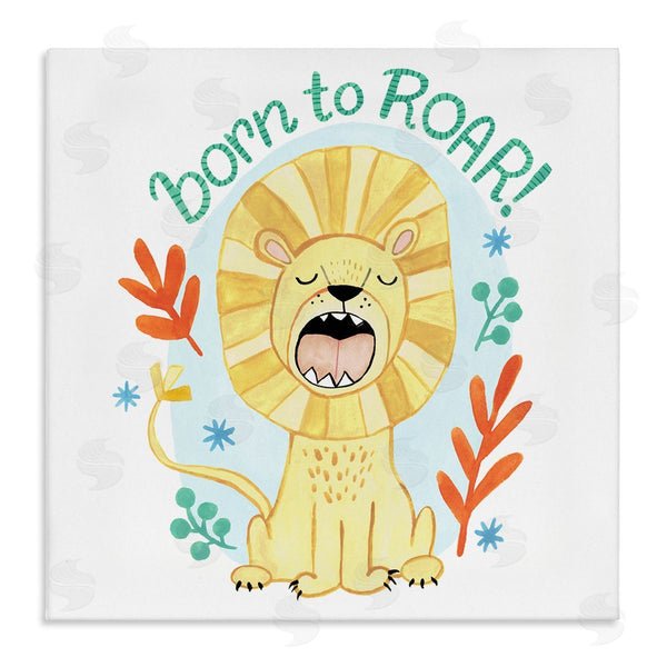 stupell industries Heather Strianese | Born To Roar Saying Yellow Lion Simple Botanicals Wall Art