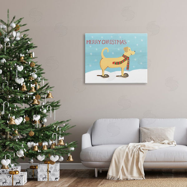 Stupell Industries Heather Strianese | Christmas Snowshoe Dog Wearing Scarf Winter Landscape Wall Art