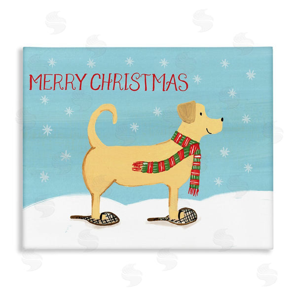 stupell industries Heather Strianese | Christmas Snowshoe Dog Wearing Scarf Winter Landscape Wall Art