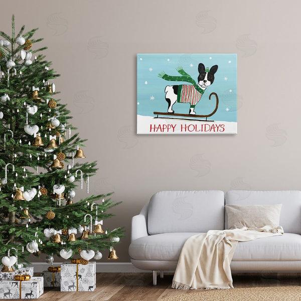 Stupell Industries Heather Strianese | Dog Sledding Holiday Snowscape Scene Falling Snowflakes Wall Art