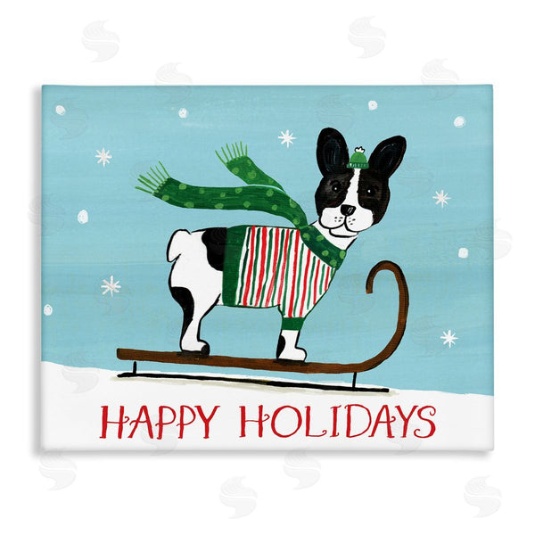 stupell industries Heather Strianese | Dog Sledding Holiday Snowscape Scene Falling Snowflakes Wall Art