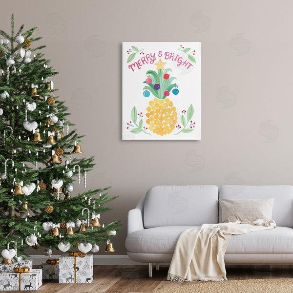 Stupell Industries Heather Strianese | Merry & Bright Ornamental Pineapple Watercolor Detail Wall Art