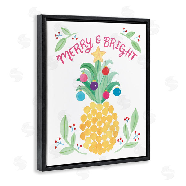Stupell Industries Heather Strianese | Merry & Bright Ornamental Pineapple Watercolor Detail Wall Art