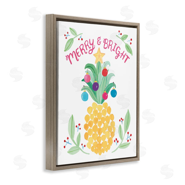 Stupell Industries Heather Strianese | Merry & Bright Ornamental Pineapple Watercolor Detail Wall Art