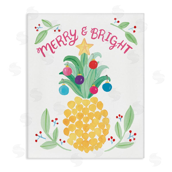stupell industries Heather Strianese | Merry & Bright Ornamental Pineapple Watercolor Detail Wall Art