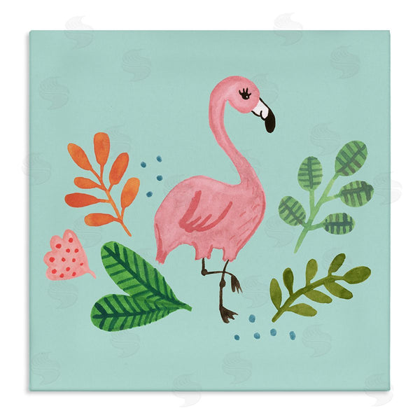 stupell industries Heather Strianese | Pink Flamingo Botanical Border Illustration Design Wall Art