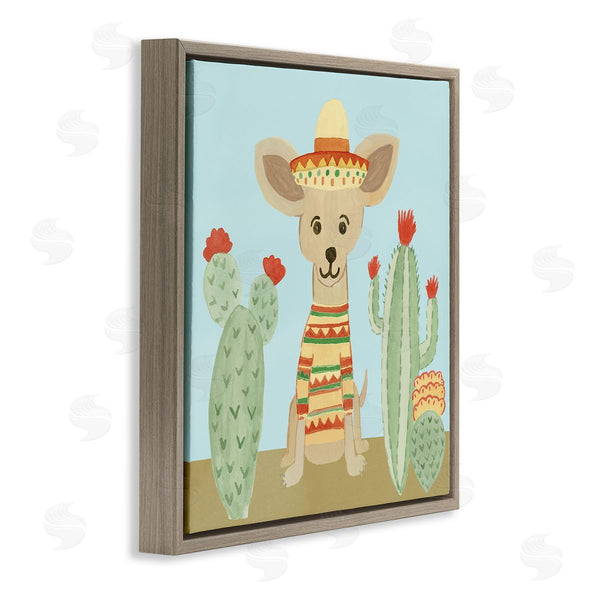 Stupell Industries Heather Strianese | Small Chihuahua Dog Sombrero Desert Cactus Plants Wall Art