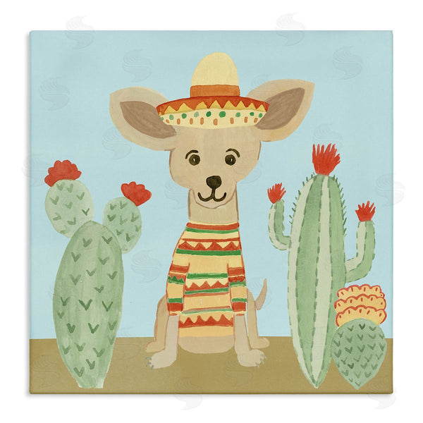 stupell industries Heather Strianese | Small Chihuahua Dog Sombrero Desert Cactus Plants Wall Art