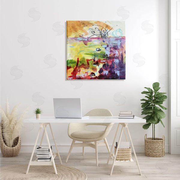 Stupell Industries Heather W. Ernst | Abstract Chaos Lively Line Movements Purple Orange Yellow Wall Art
