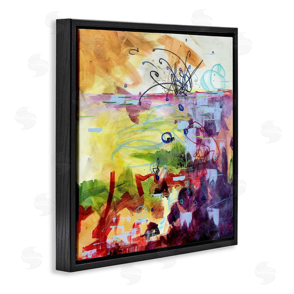Stupell Industries Heather W. Ernst | Abstract Chaos Lively Line Movements Purple Orange Yellow Wall Art