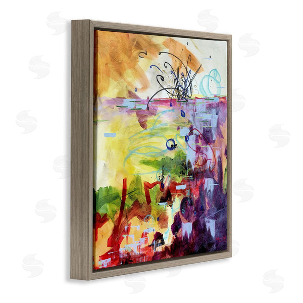 Stupell Industries Heather W. Ernst | Abstract Chaos Lively Line Movements Purple Orange Yellow Wall Art