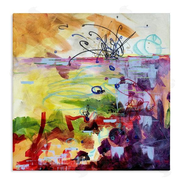 stupell industries Heather W. Ernst | Abstract Chaos Lively Line Movements Purple Orange Yellow Wall Art