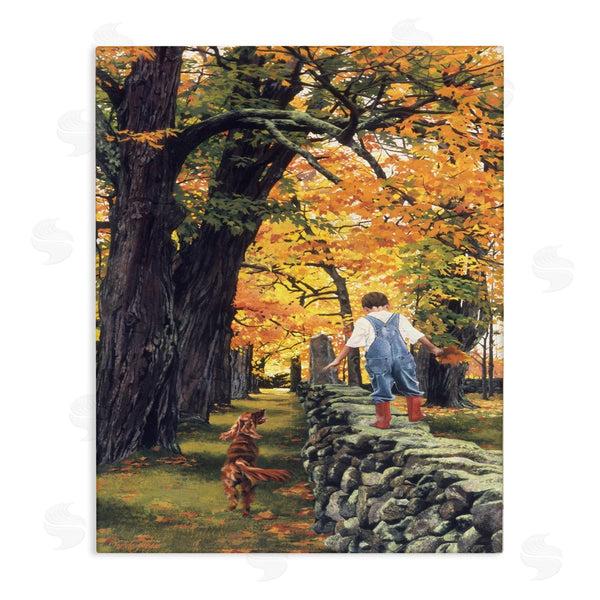 stupell industries Heide Presse | Boy on Wall with Dog