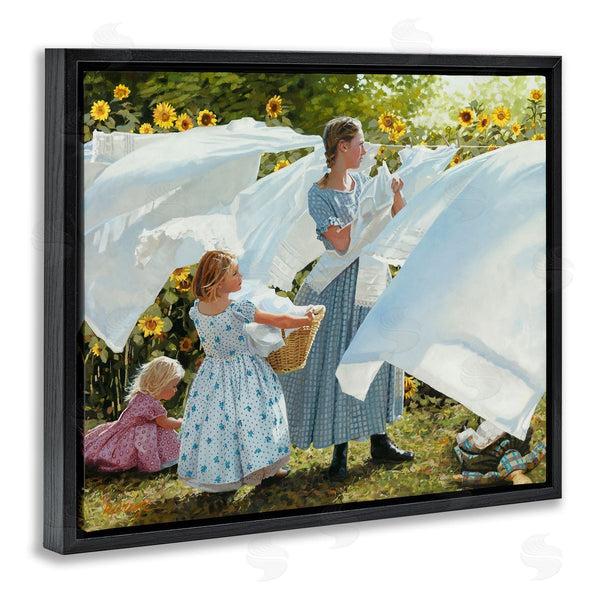Stupell Industries Heide Presse | Farm Children Doing Laundry Linens