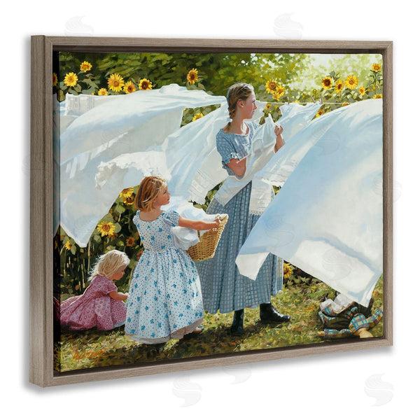 Stupell Industries Heide Presse | Farm Children Doing Laundry Linens