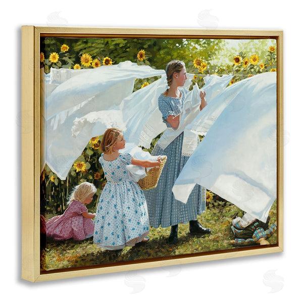 Stupell Industries Heide Presse | Farm Children Doing Laundry Linens