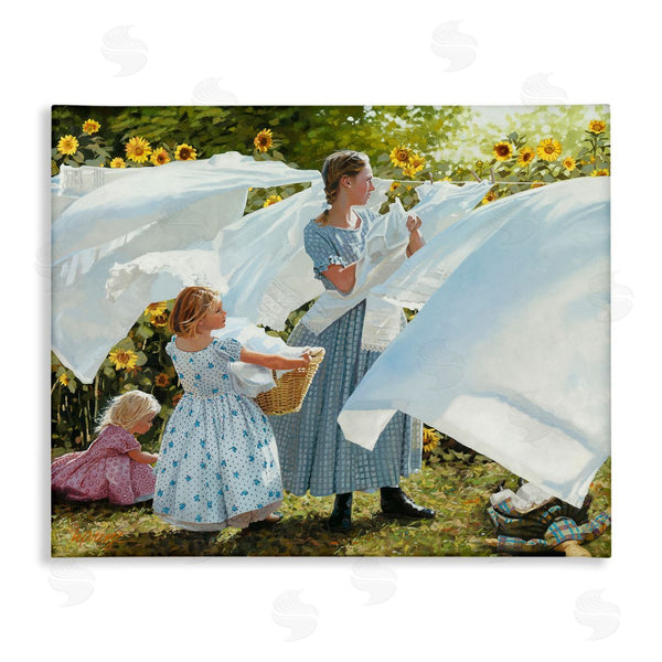 stupell industries Heide Presse | Farm Children Doing Laundry Linens