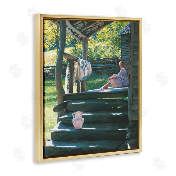 Stupell Industries Heide Presse | Girl Sitting On Porch With Quilt Wall Art