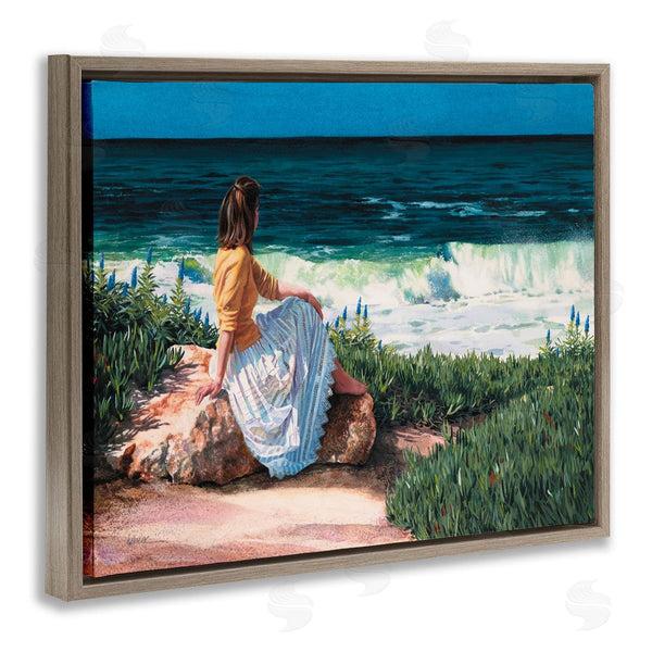 Stupell Industries Heide Presse | Woman Gazing At Beach Coast