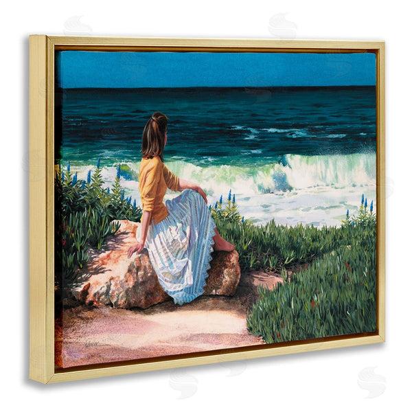 Stupell Industries Heide Presse | Woman Gazing At Beach Coast