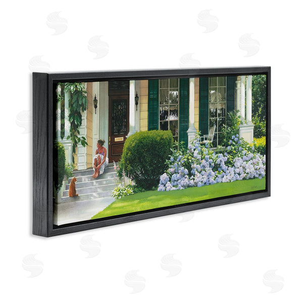 Stupell Industries Heide Presse | Woman On Front Porch Blue Hydrangeas Wall Art