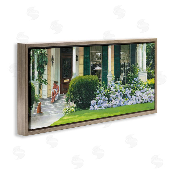 Stupell Industries Heide Presse | Woman On Front Porch Blue Hydrangeas Wall Art
