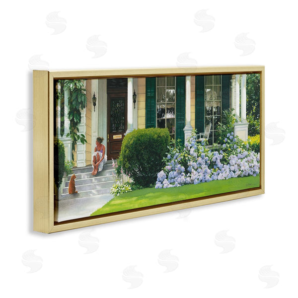 Stupell Industries Heide Presse | Woman On Front Porch Blue Hydrangeas Wall Art