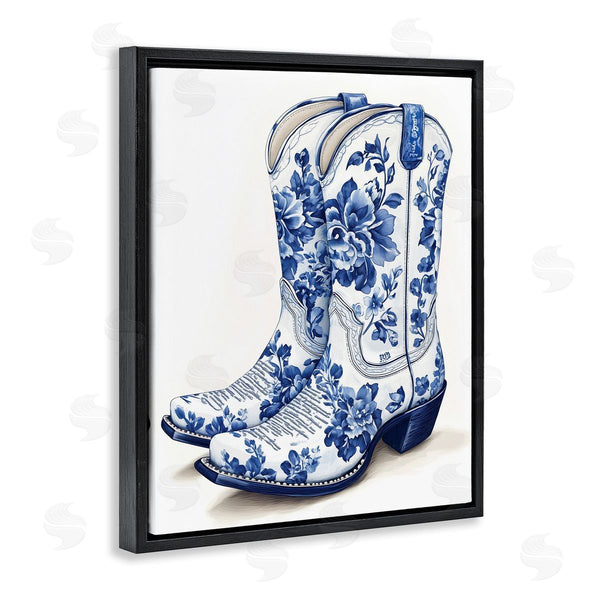 Stupell Industries Heidi Kuntz | Blue Chinoiserie Cowboy Boots