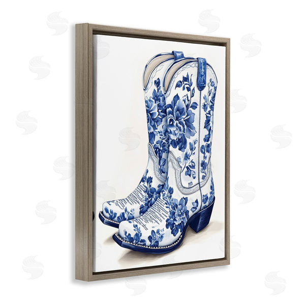 Stupell Industries Heidi Kuntz | Blue Chinoiserie Cowboy Boots