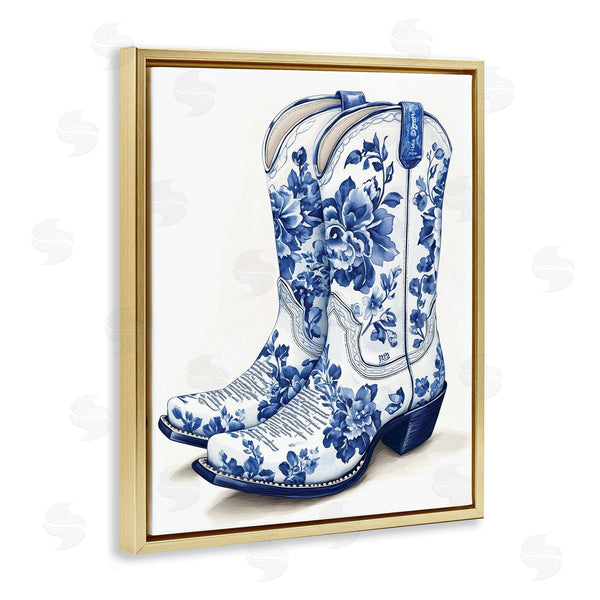 Stupell Industries Heidi Kuntz | Blue Chinoiserie Cowboy Boots