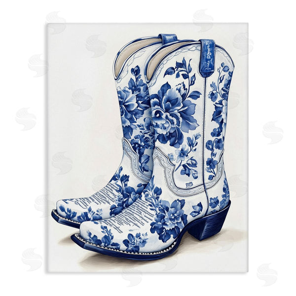 stupell industries Heidi Kuntz | Blue Chinoiserie Cowboy Boots
