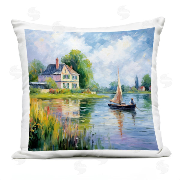 Stupell Industries Heidi Kuntz | Boat Drifting Near Shore Printed Throw Pillow