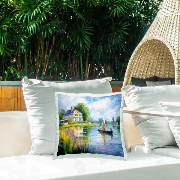 Stupell Industries Heidi Kuntz | Boat Drifting Near Shore Printed Throw Pillow