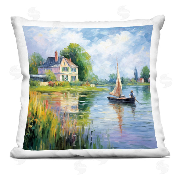 stupell industries Heidi Kuntz | Boat Drifting Near Shore Printed Throw Pillow