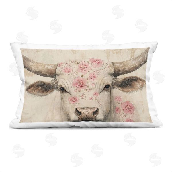 stupell industries Heidi Kuntz | Cattle with Cherry Blossom Pattern Printed Throw Pillow