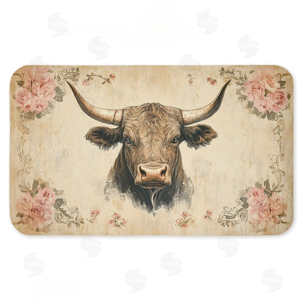 stupell industries Heidi Kuntz | Cattle with Floral Border Anti-Fatigue Mat