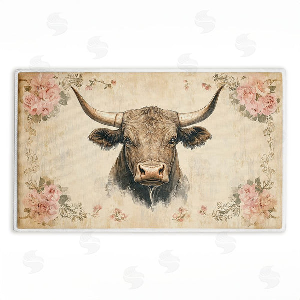 stupell industries Heidi Kuntz | Cattle with Floral Border Plush Bath Mat