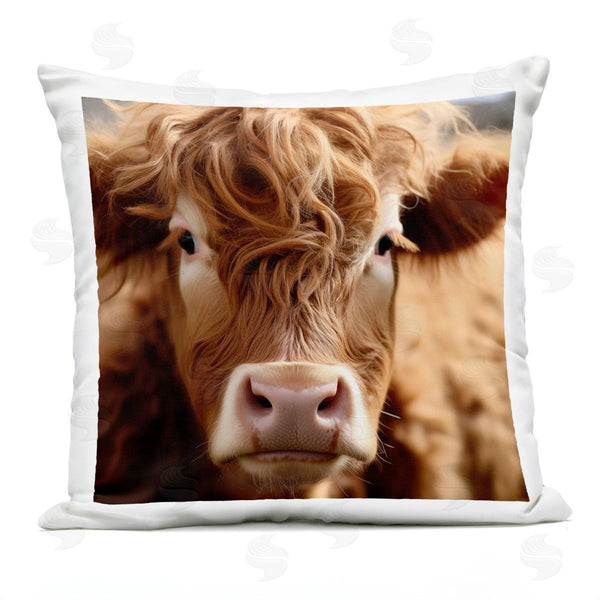 Stupell Industries Heidi Kuntz | Close Up Furry Cow Portrait Printed Throw Pillow