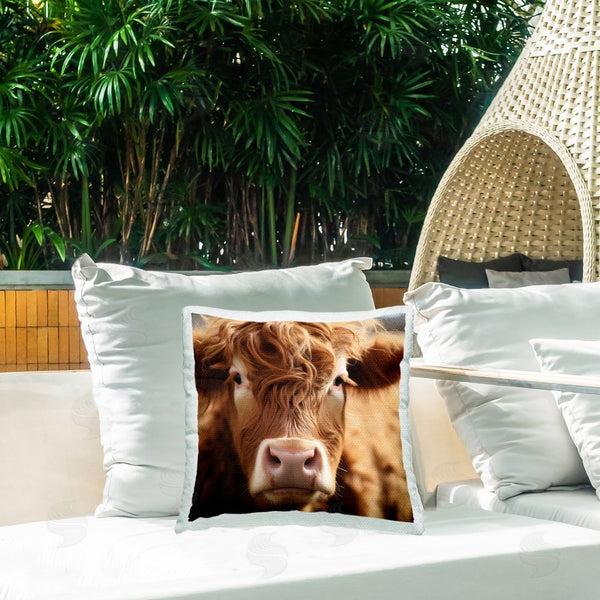 Stupell Industries Heidi Kuntz | Close Up Furry Cow Portrait Printed Throw Pillow