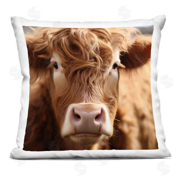 stupell industries Heidi Kuntz | Close Up Furry Cow Portrait Printed Throw Pillow