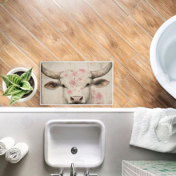 Stupell Industries Heidi Kuntz | Floral Kissed Cow Plush Bath Mat