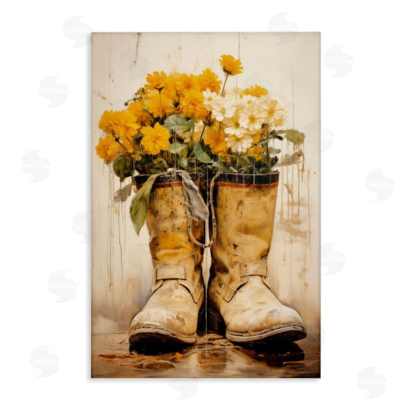 stupell industries Heidi Kuntz | Flowers in Rugged Country Boots