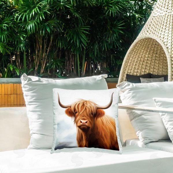 Stupell Industries Heidi Kuntz | Long Horn Highland Cow Portrait Printed Throw Pillow