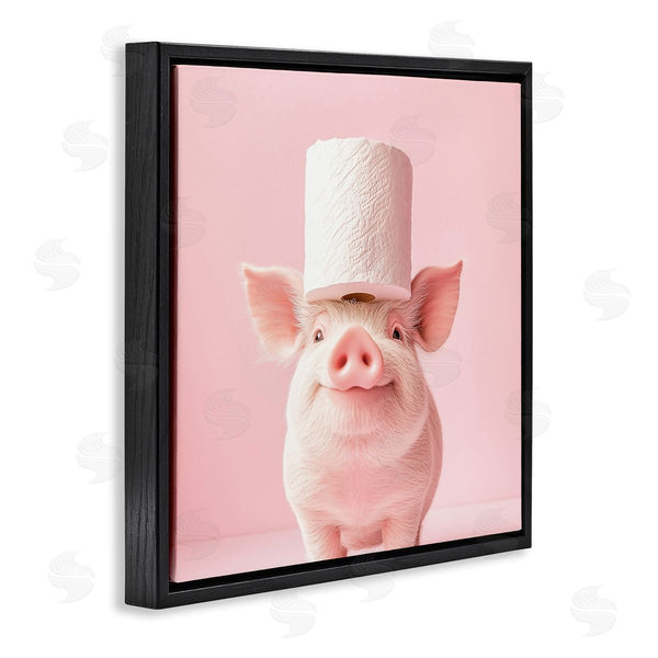 Stupell Industries Heidi Kuntz | Silly Piggy Pink Toilet Paper Wall Art