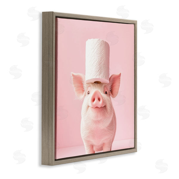Stupell Industries Heidi Kuntz | Silly Piggy Pink Toilet Paper Wall Art